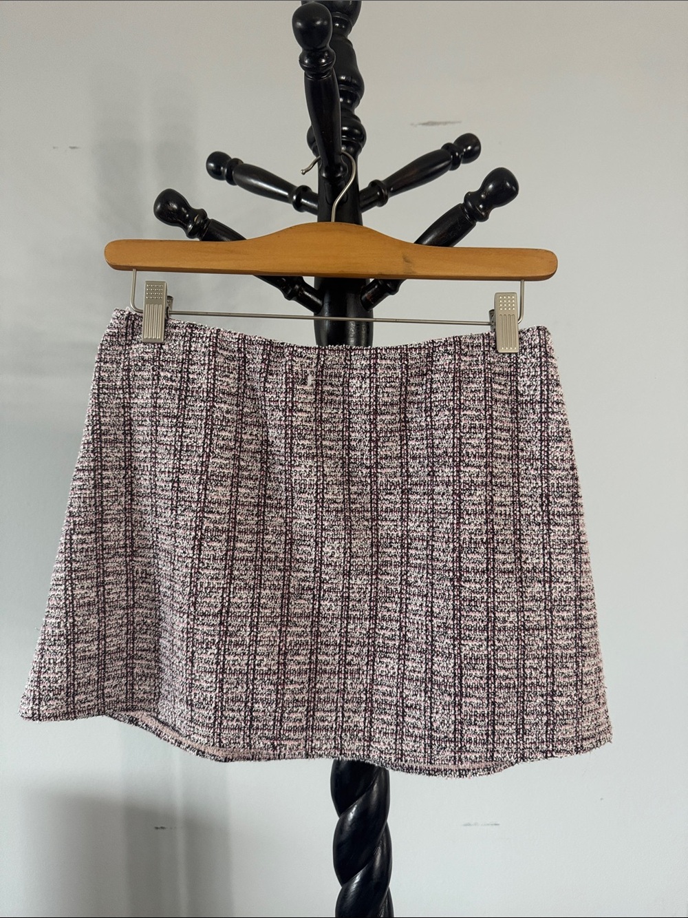 Women’s Tweed A-Line Mini Skirt - Pink/Black